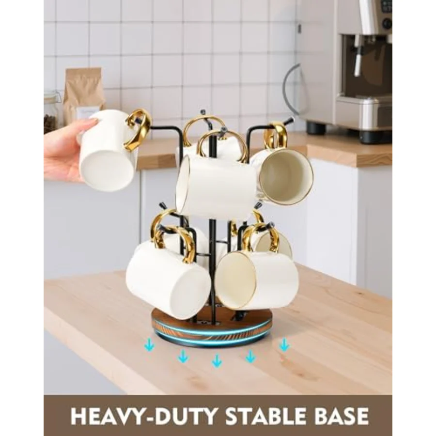 Rotating Mug Kitchen Storage, Brown, view 3