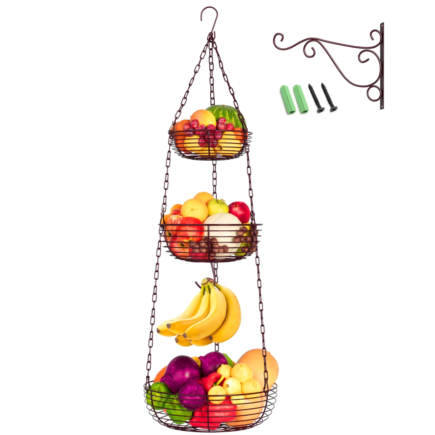 Tier Hanging Fruit Basket Kitchen Storage 36"