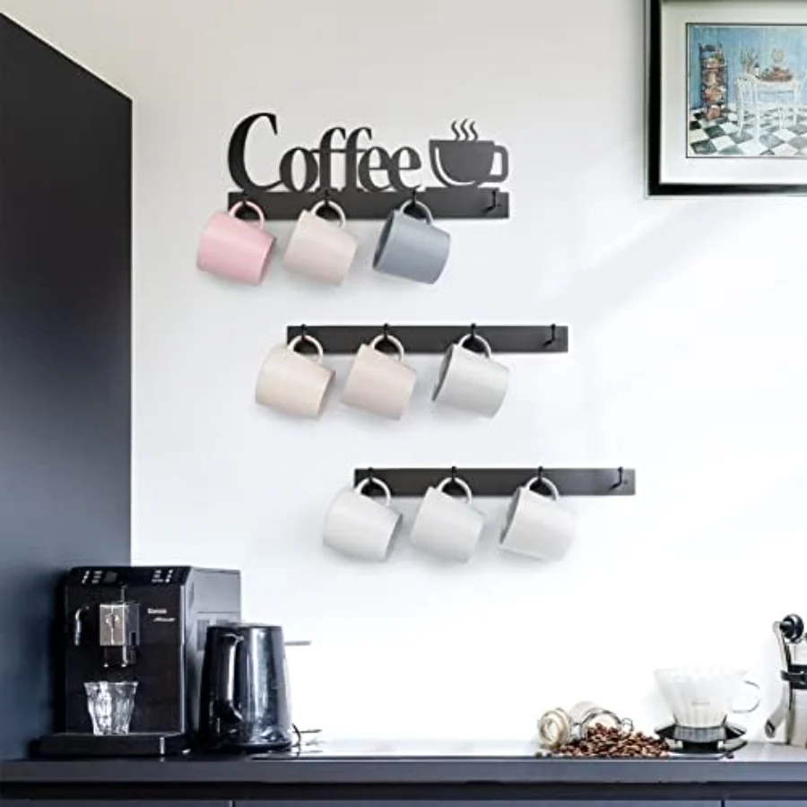 Coffee Mug Wall Kitchen Storage, Black, view 2
