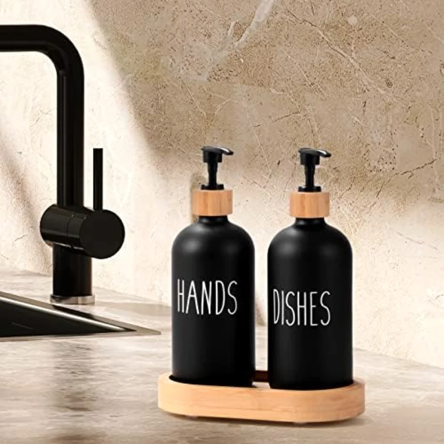 Dish Soap Dispenser Kitchen Storage, Black & Black, view 3