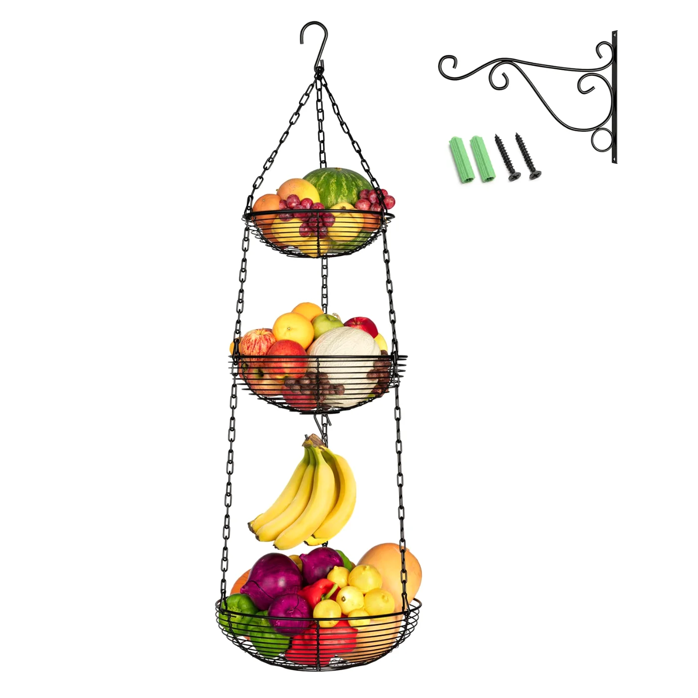 Tier Hanging Fruit Basket Kitchen Storage 35.4"