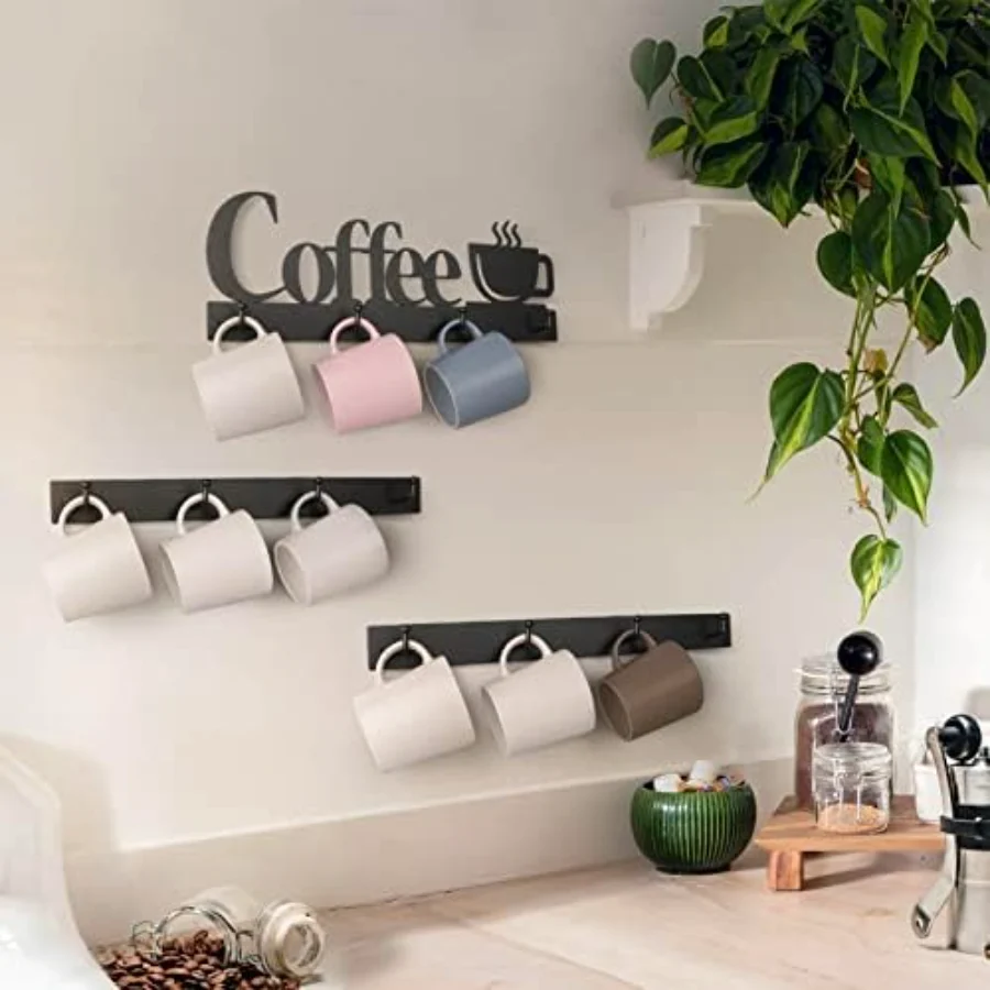 Coffee Mug Wall Kitchen Storage, Black, view 6