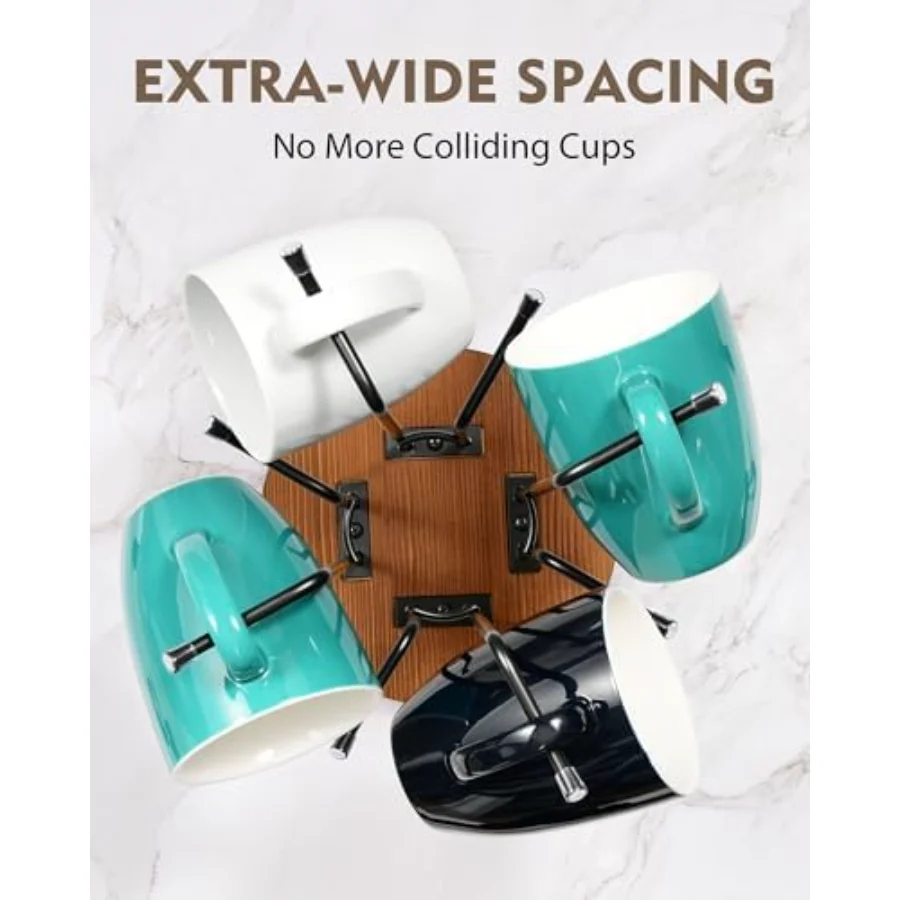 Rotating Mug Kitchen Storage, Brown, view 5