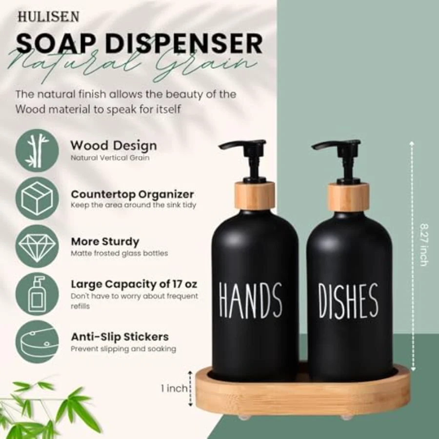 Dish Soap Dispenser Kitchen Storage, Black & Black, view 2