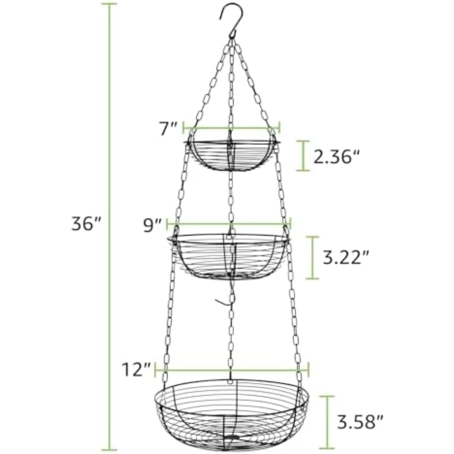 Tier Hanging Fruit Basket Kitchen Storage, view 4