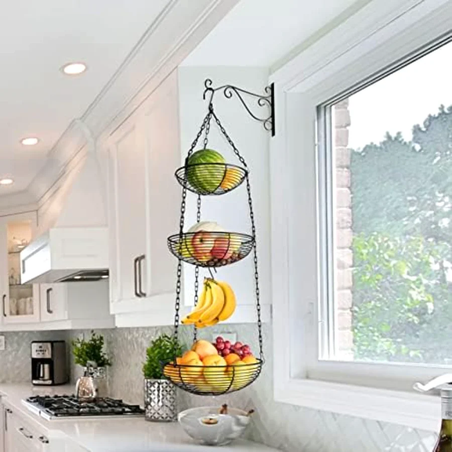 Tier Hanging Fruit Basket Kitchen Storage 35.4", view 2