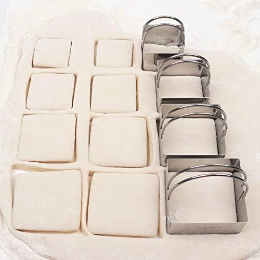 Square Biscuit Cutter Set of 4, Silver, view 6
