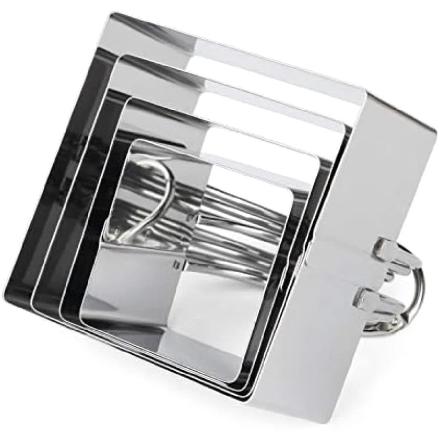 Square Biscuit Cutter Set of 4, Silver, view 5