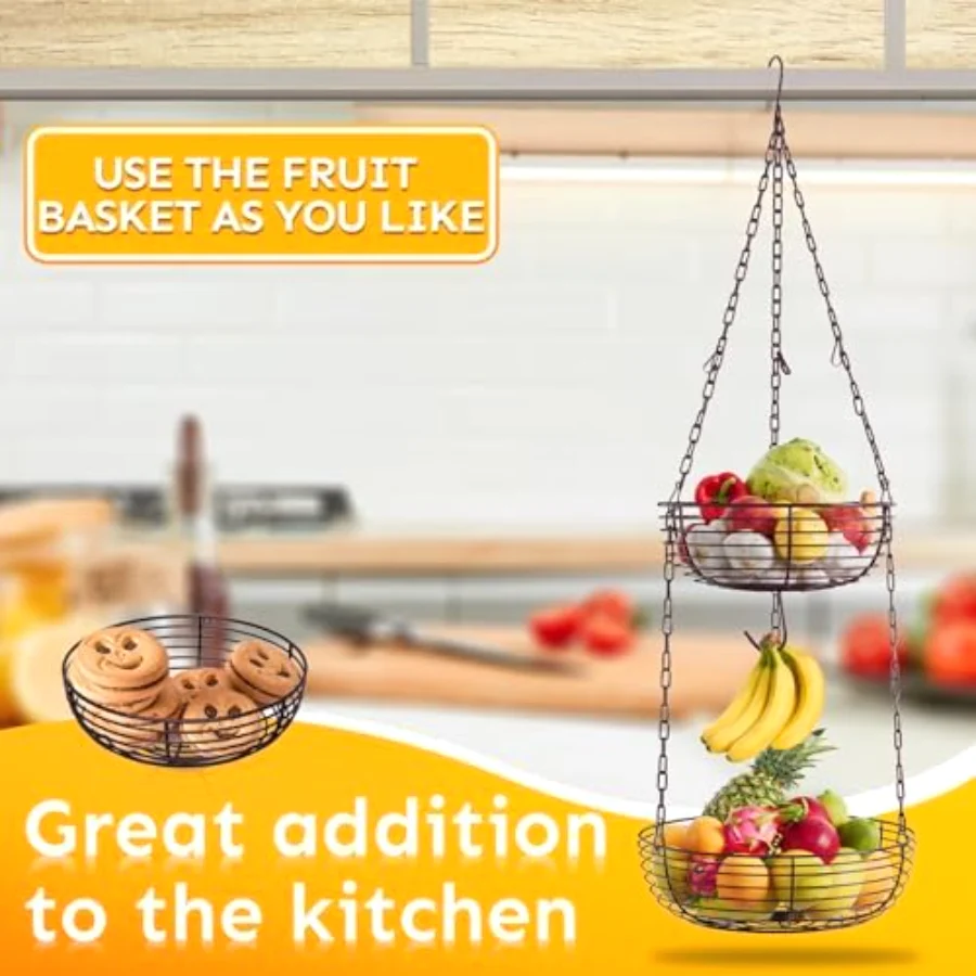 Tier Hanging Fruit Basket Kitchen Storage 36", view 6