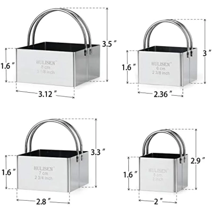 Square Biscuit Cutter Set of 4, Silver, view 4