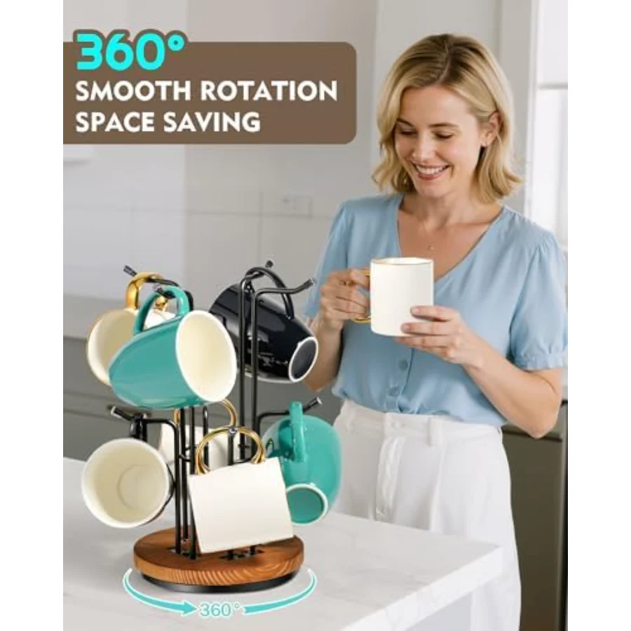 Rotating Mug Kitchen Storage, Brown, view 2