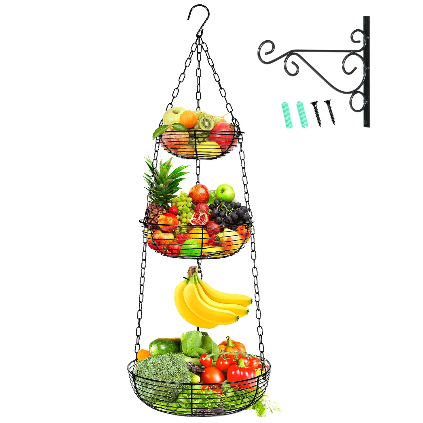 Tier Hanging Fruit Basket Kitchen Storage