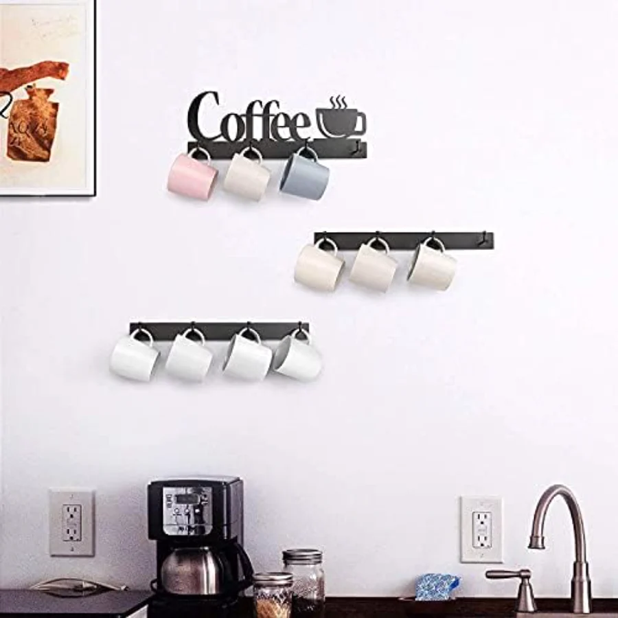 Coffee Mug Wall Kitchen Storage, Black, view 5