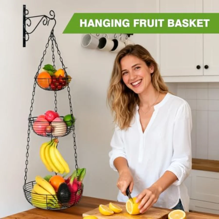 Tier Hanging Fruit Basket Kitchen Storage, view 2