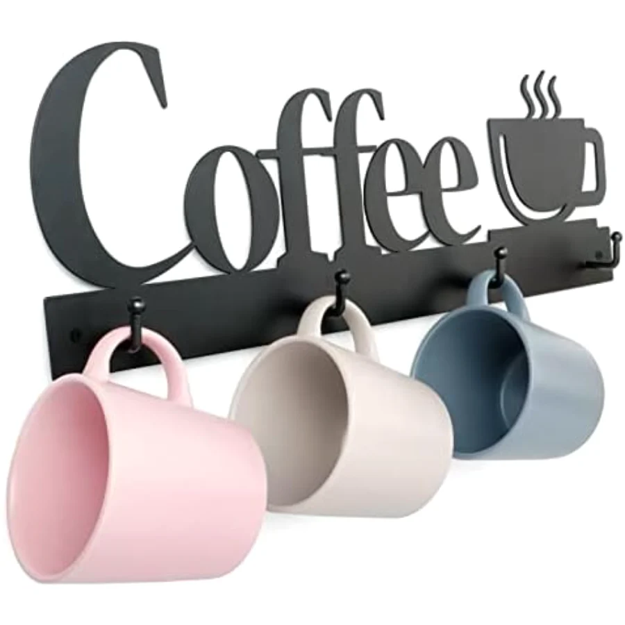 Coffee Mug Wall Kitchen Storage, Black, view 3