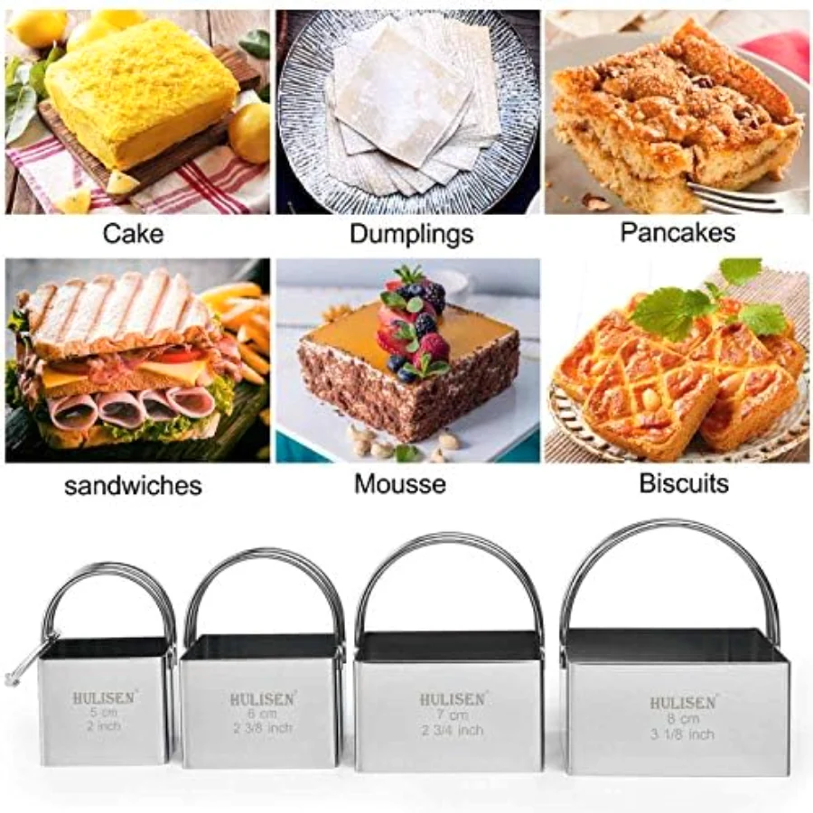 Square Biscuit Cutter Set of 4, Silver, view 3